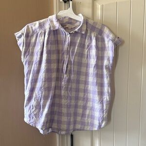 LOFT Lavender and White Plaid buffalo check top shirt